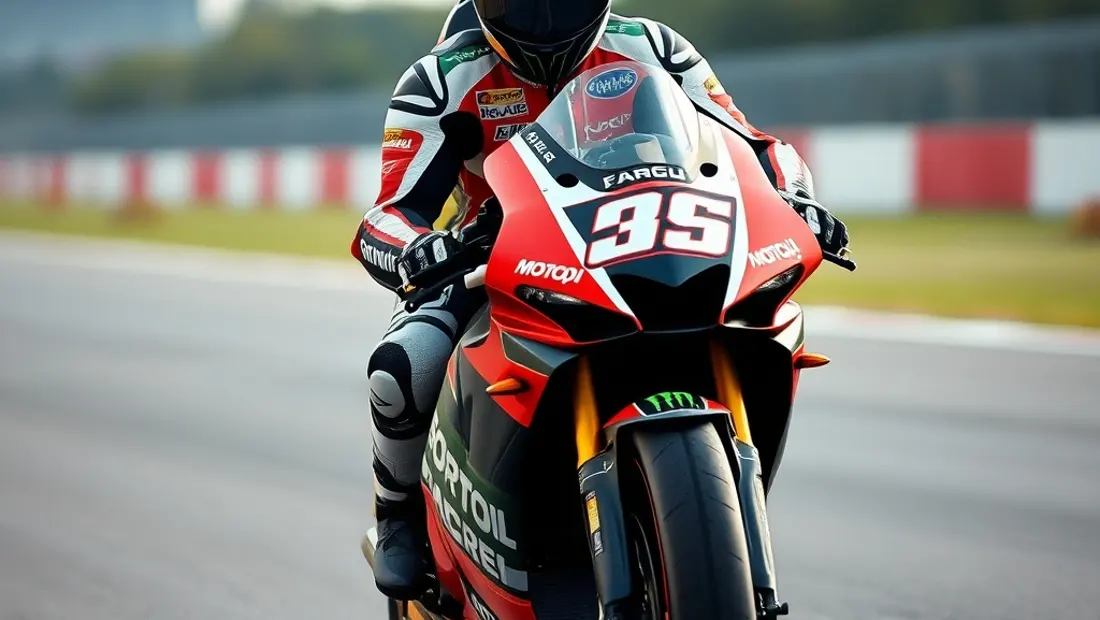 Pilote de MotoGP prêt à démarrer course