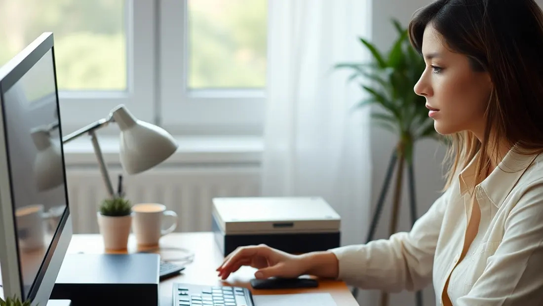 Femme travaillant sur son ordinateur
