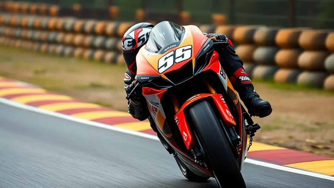 Pilote de MotoGP en train de prendre un virage rapide