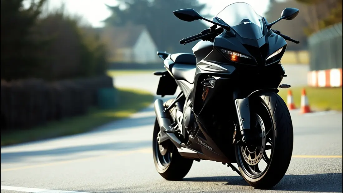 Une moto sportive sur un circuit de course