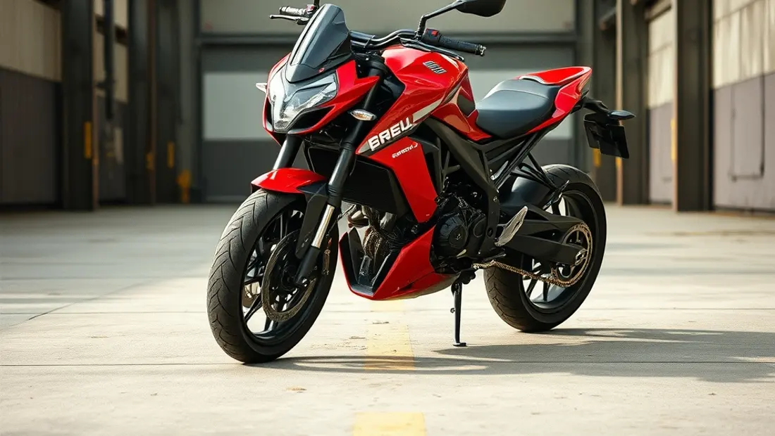 Moto rouge sur un revêtement de sol en béton