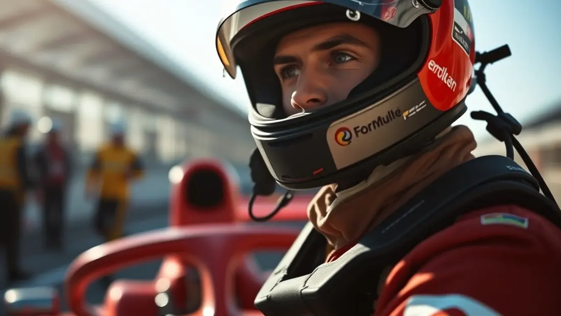 Pilote de course près d'une voiture de course