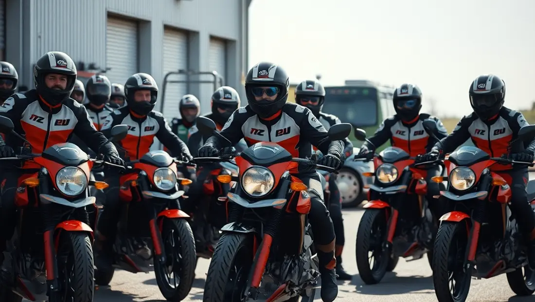 Pilotes de moto en tenue de course