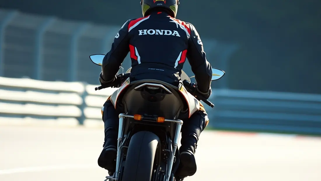 Pilote moto sur circuit de course