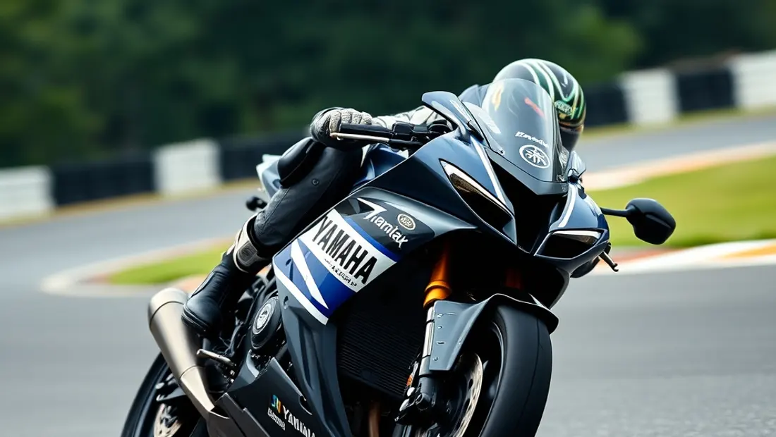 Moto de course sur piste de course