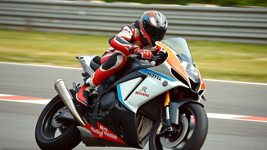 Pilote de moto en virage rapide