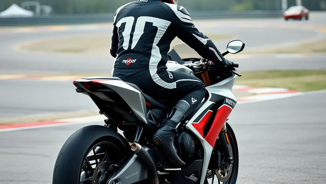 Une moto de course sur un circuit