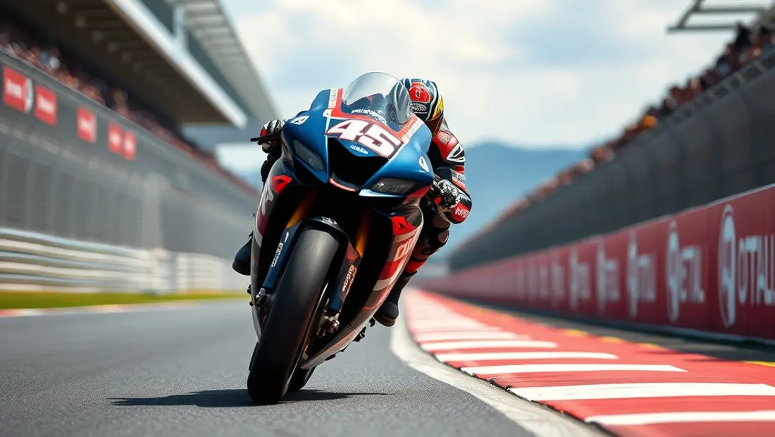 Moto de course sur circuit de MotoGP