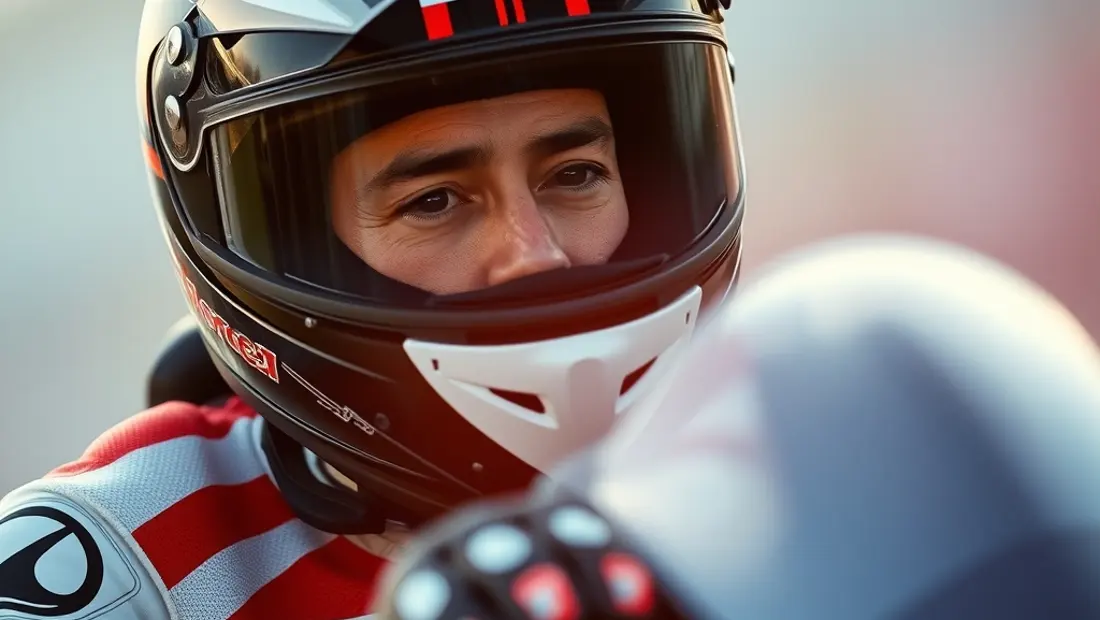 Pilote de MotoGP avec casque et gants
