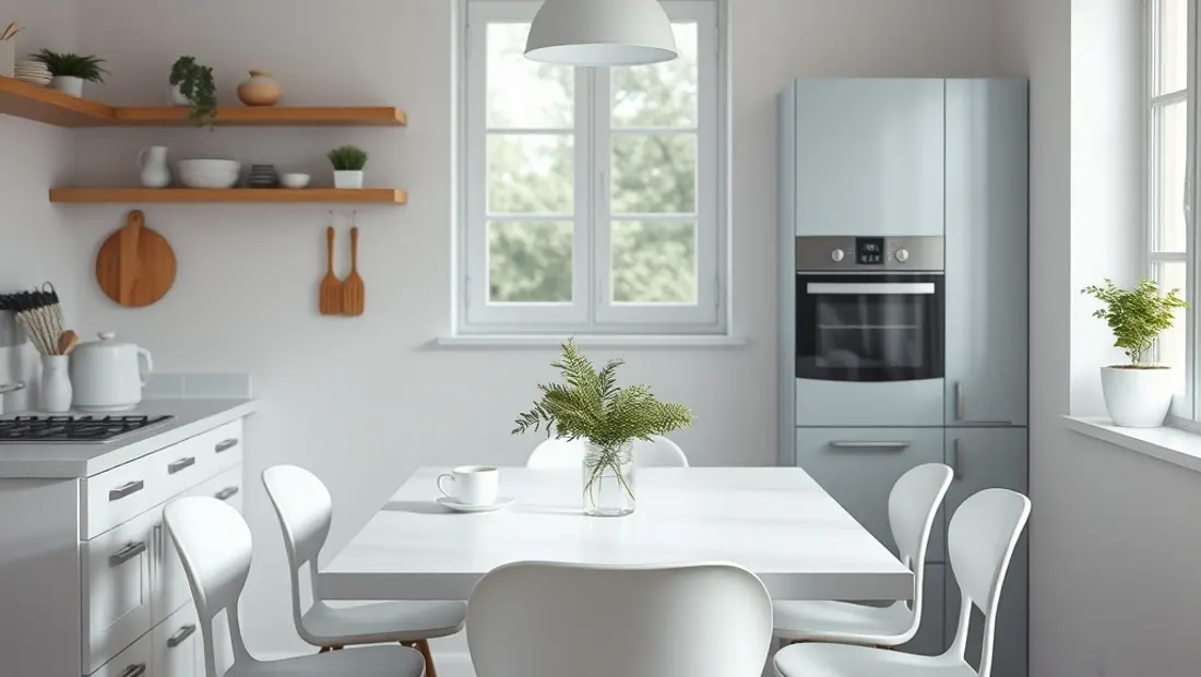 Table blanche dans une cuisine