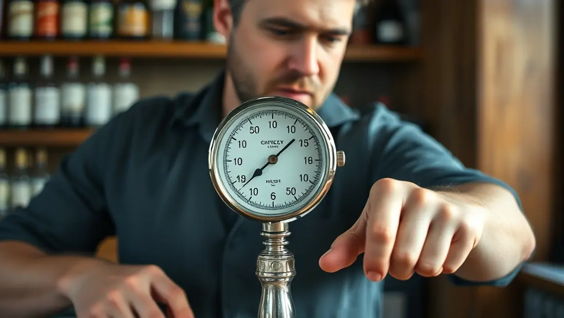 Barman en train de mesurer la pression d'un liquide
