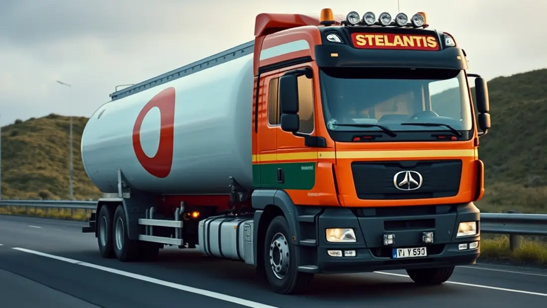 Camion avec fuite de carburant