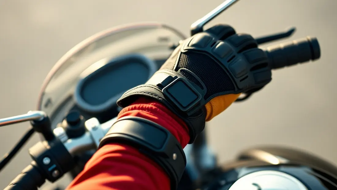 Main tenant le guidon avec des gants de sécurité
