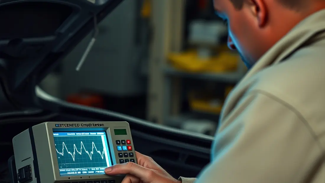 Mécanicien en train de diagnostiquer un problème avec un oscilloscope